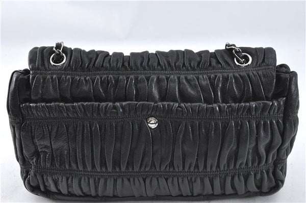 Authentic PRADA Leather Chain Shoulder Hand Bag Black Junk J4086