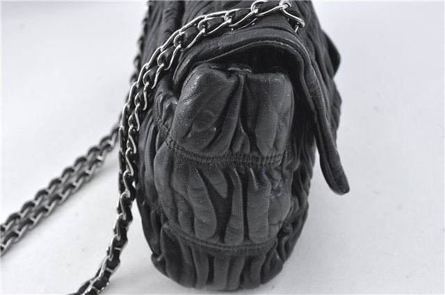 Authentic PRADA Leather Chain Shoulder Hand Bag Black Junk J4086