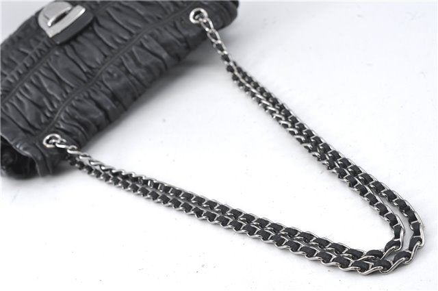 Authentic PRADA Leather Chain Shoulder Hand Bag Black Junk J4086