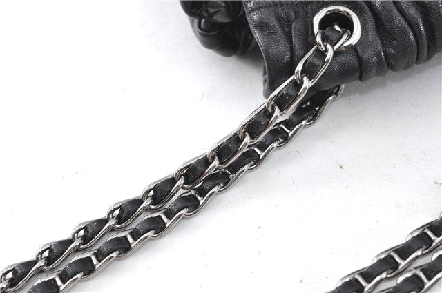 Authentic PRADA Leather Chain Shoulder Hand Bag Black Junk J4086