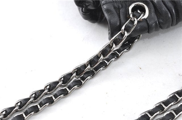 Authentic PRADA Leather Chain Shoulder Hand Bag Black Junk J4086
