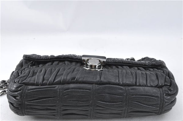 Authentic PRADA Leather Chain Shoulder Hand Bag Black Junk J4086