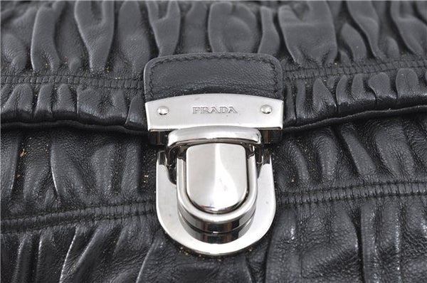 Authentic PRADA Leather Chain Shoulder Hand Bag Black Junk J4086