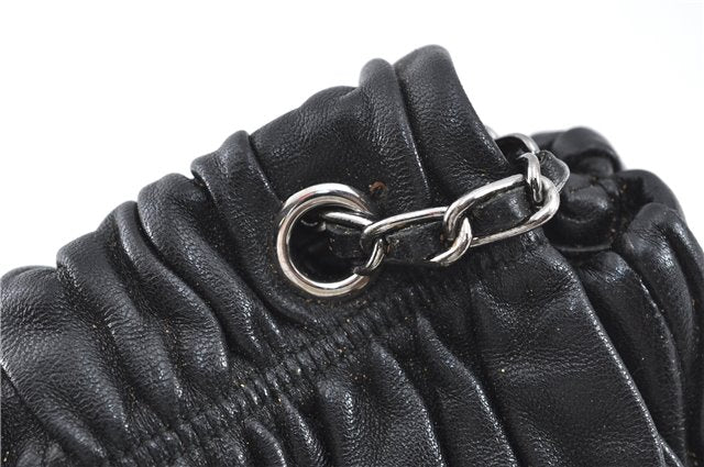 Authentic PRADA Leather Chain Shoulder Hand Bag Black Junk J4086