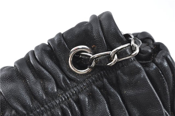 Authentic PRADA Leather Chain Shoulder Hand Bag Black Junk J4086