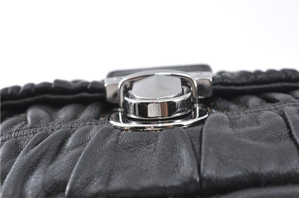 Authentic PRADA Leather Chain Shoulder Hand Bag Black Junk J4086