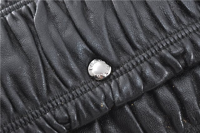 Authentic PRADA Leather Chain Shoulder Hand Bag Black Junk J4086