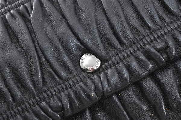 Authentic PRADA Leather Chain Shoulder Hand Bag Black Junk J4086