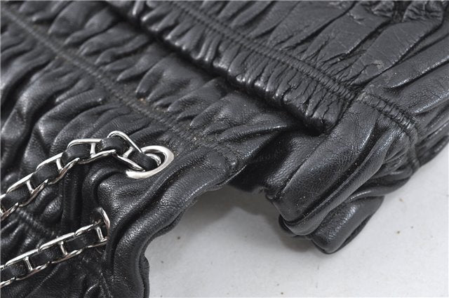 Authentic PRADA Leather Chain Shoulder Hand Bag Black Junk J4086