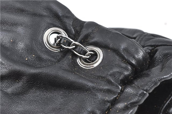 Authentic PRADA Leather Chain Shoulder Hand Bag Black Junk J4086