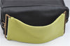 Authentic PRADA Leather Hand Bag Purse Black Light Green J4103