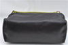 Authentic PRADA Leather Hand Bag Purse Black Light Green J4103