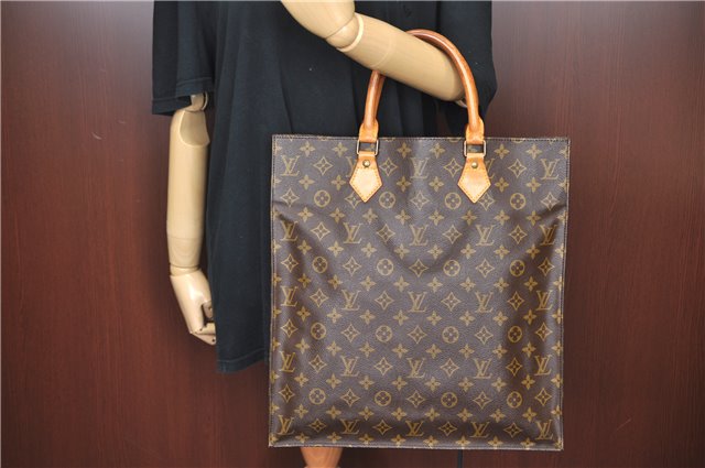 Authentic Louis Vuitton Monogram Sac Plat Hand Tote Bag M51140 LV J4105