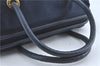 Authentic CELINE Hand Boston Bag Purse Nylon Leather Navy Blue J4117