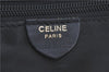 Authentic CELINE Hand Boston Bag Purse Nylon Leather Navy Blue J4117