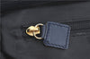 Authentic CELINE Hand Boston Bag Purse Nylon Leather Navy Blue J4117