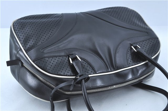 Authentic PRADA Leather Shoulder Hand Bag Purse Black J4124