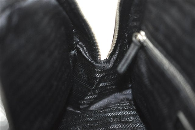 Authentic PRADA Leather Shoulder Hand Bag Purse Black J4124