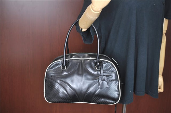 Authentic PRADA Leather Shoulder Hand Bag Purse Black J4124