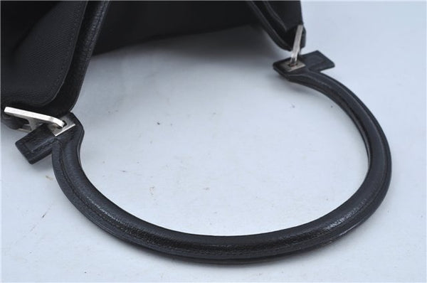 Authentic Ferragamo Nylon Leather Shoulder Hand Bag Purse Black J4142