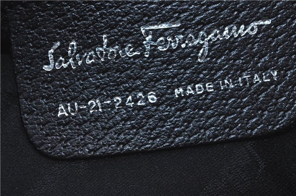 Authentic Ferragamo Nylon Leather Shoulder Hand Bag Purse Black J4142
