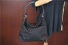 Authentic Ferragamo Nylon Leather Shoulder Hand Bag Purse Black J4142