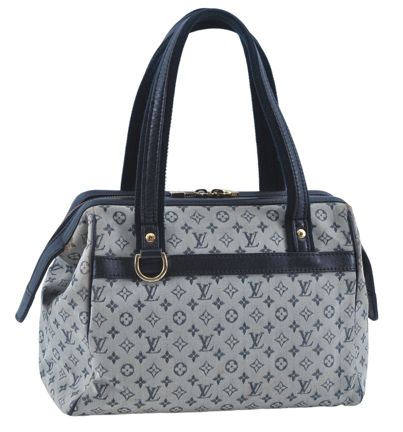 Authentic Louis Vuitton Monogram Mini Josephine PM Hand Bag Blue M92312 LV J4150
