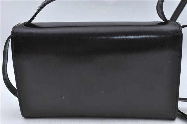 Authentic Ferragamo Gancini Leather 2Way Shoulder Hand Bag Wallet Black J4153