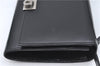 Authentic Ferragamo Gancini Leather 2Way Shoulder Hand Bag Wallet Black J4153