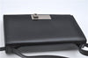 Authentic Ferragamo Gancini Leather 2Way Shoulder Hand Bag Wallet Black J4153