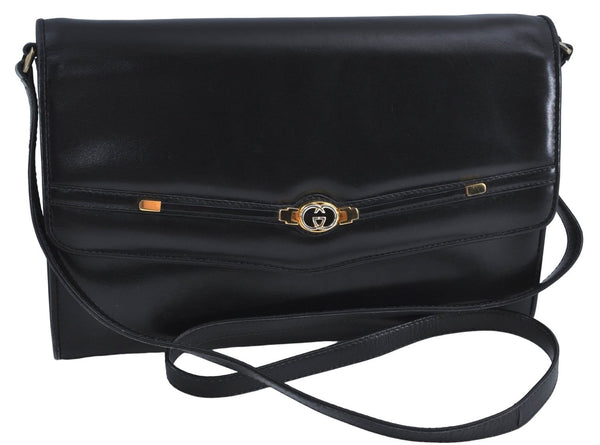 Authentic GUCCI Shoulder Cross Body Bag Purse Leather Black J4157