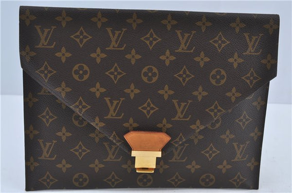 Auth Louis Vuitton Monogram Poche Plate Clutch Document Case Old Model LV J4161