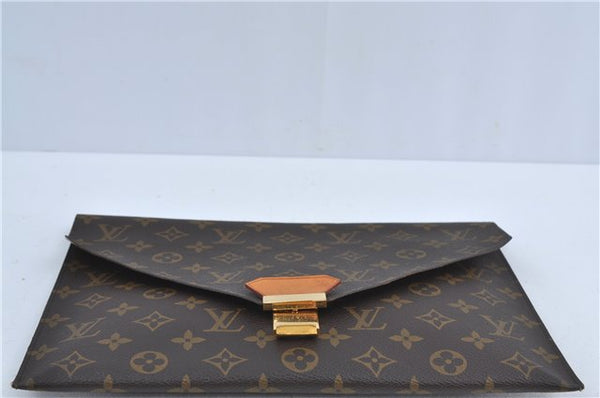 Auth Louis Vuitton Monogram Poche Plate Clutch Document Case Old Model LV J4161