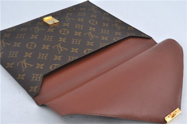 Auth Louis Vuitton Monogram Poche Plate Clutch Document Case Old Model LV J4161