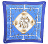 Authentic HERMES Pleats Scarf "LES BECANES" Silk Blue Box J4163