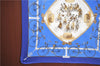 Authentic HERMES Pleats Scarf "LES BECANES" Silk Blue Box J4163