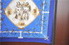 Authentic HERMES Pleats Scarf "LES BECANES" Silk Blue Box J4163