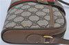 Auth GUCCI Web Sherry Line Shoulder Cross Body Bag GG PVC Leather Brown J4176