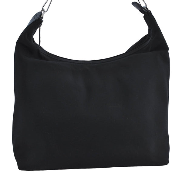 Authentic GUCCI Shoulder Hand Bag Nylon Leather Black J4177
