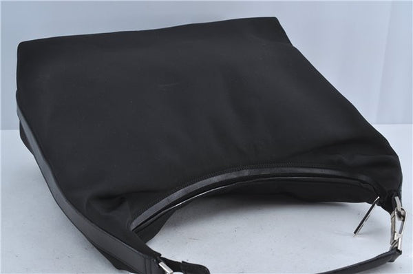 Authentic GUCCI Shoulder Hand Bag Nylon Leather Black J4177