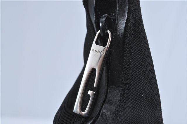 Authentic GUCCI Shoulder Hand Bag Nylon Leather Black J4177