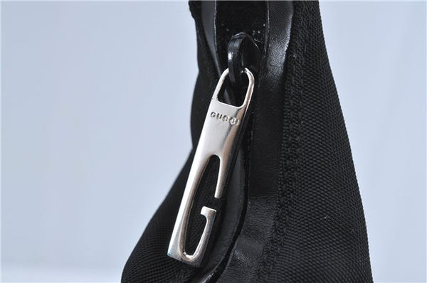 Authentic GUCCI Shoulder Hand Bag Nylon Leather Black J4177
