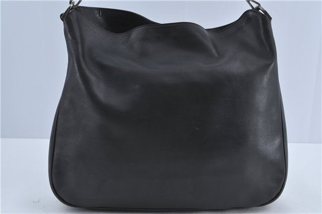 Authentic GUCCI Bamboo 2Way Shoulder Cross Body Bag Leather 0011577 Black J4186