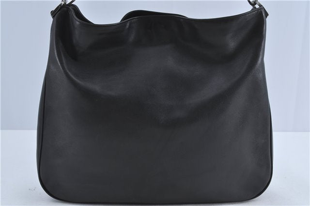 Authentic GUCCI Bamboo 2Way Shoulder Cross Body Bag Leather 0011577 Black J4186