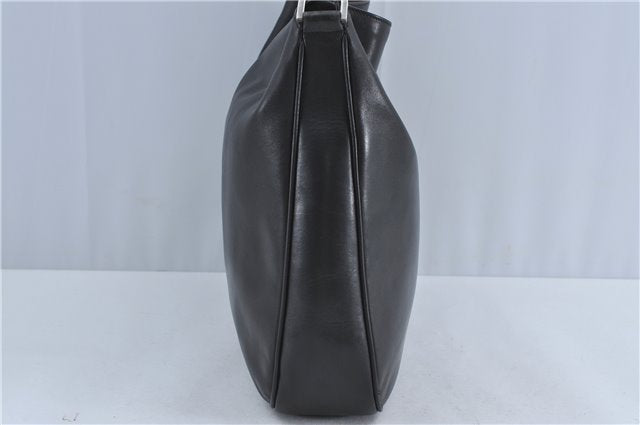 Authentic GUCCI Bamboo 2Way Shoulder Cross Body Bag Leather 0011577 Black J4186