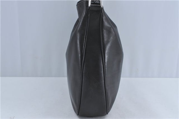 Authentic GUCCI Bamboo 2Way Shoulder Cross Body Bag Leather 0011577 Black J4186