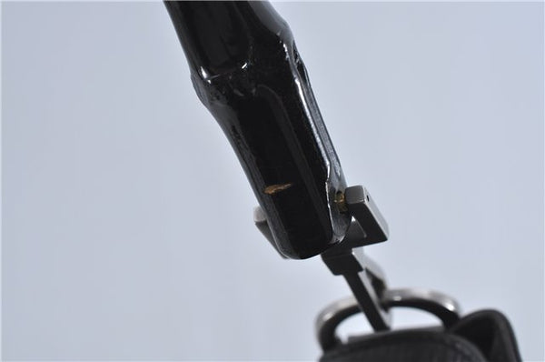 Authentic GUCCI Bamboo 2Way Shoulder Cross Body Bag Leather 0011577 Black J4186