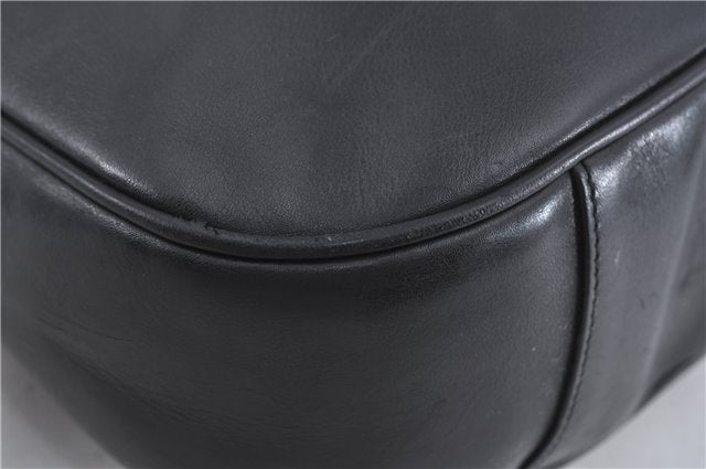 Authentic GUCCI Bamboo 2Way Shoulder Cross Body Bag Leather 0011577 Black J4186