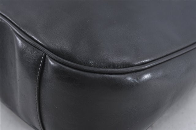 Authentic GUCCI Bamboo 2Way Shoulder Cross Body Bag Leather 0011577 Black J4186