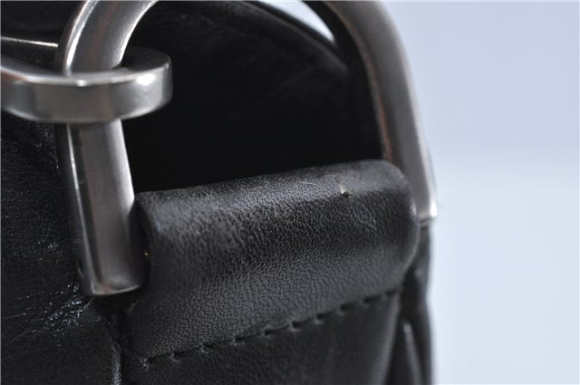 Authentic GUCCI Bamboo 2Way Shoulder Cross Body Bag Leather 0011577 Black J4186